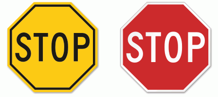 red vs yellow stop sign